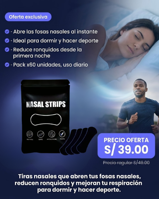 Tiras Nasales Premium X60 UND – Para Correr, Dormir y Mejorar Tu Respiración