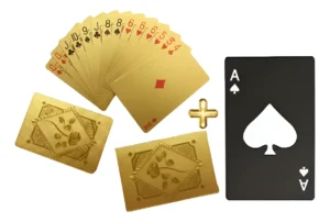 Cartas Doradas Poker Impermeables Premium + Abridor De Metal – 54 Cartas ABS