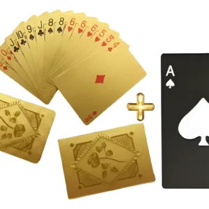 Cartas Doradas Poker Impermeables Premium + Abridor De Metal – 54 Cartas ABS