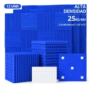 Panel Acústico Azul 30x30 Pack x12 Alta Densidad Adhesivo