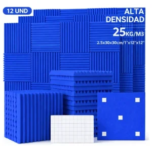 Panel Acústico Azul 30x30 Pack x12 Alta Densidad Adhesivo