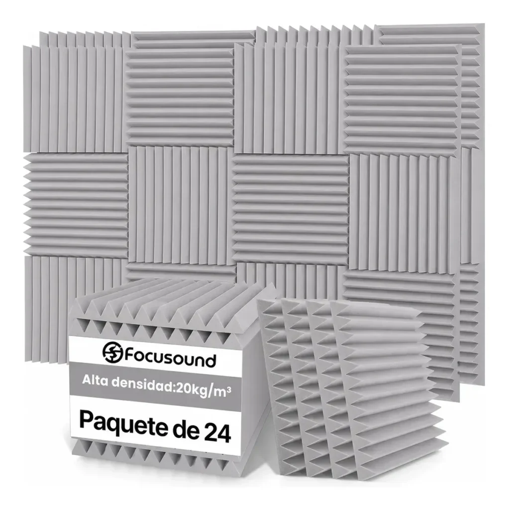 Panel Acústico Gris 30x30 Pack x24 Alta Densidad