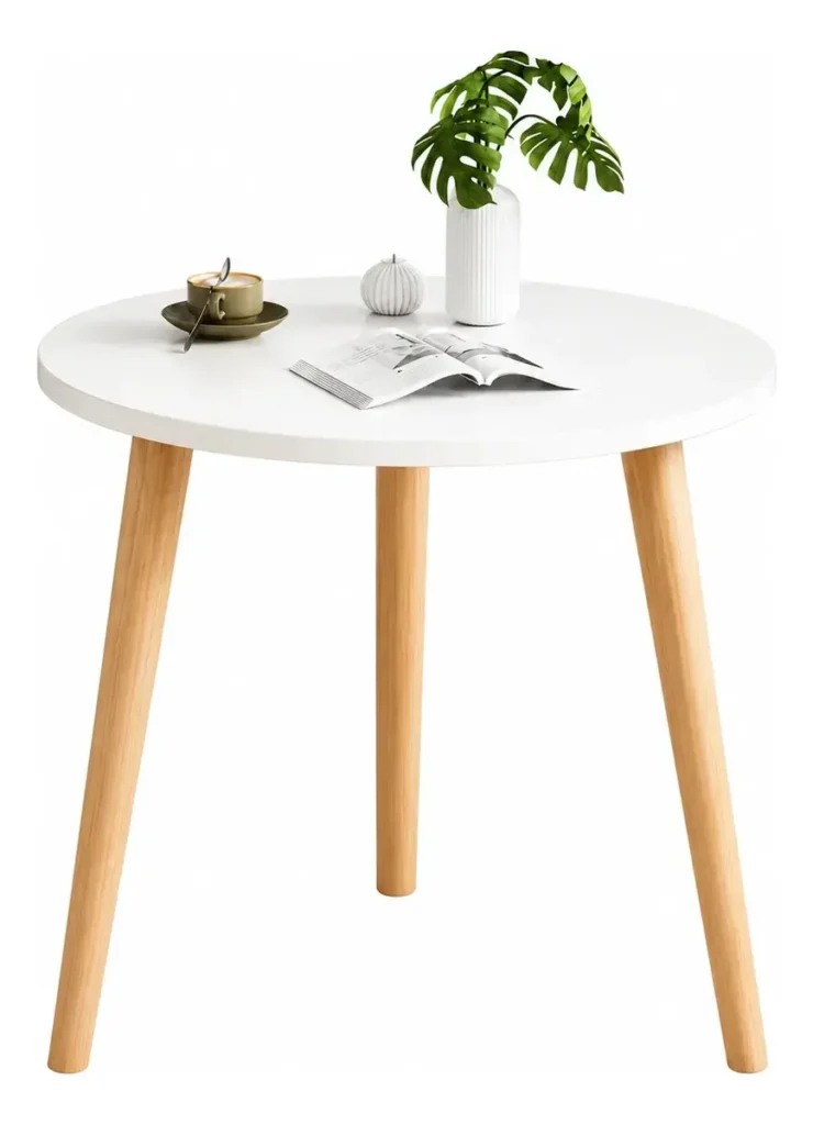 Mesa Circular Nórdica Multifuncional Moderna Blanca 55x40x40 Cm