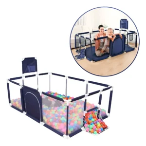 Corral Para Bebé 3 En 1 Con Canasta Y Arco De Fútbol Plegable