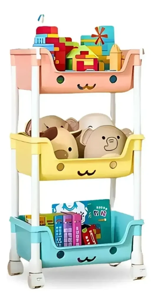 Organizador Kawaii Multiusos 3 Niveles Con Ruedas Colores Variados