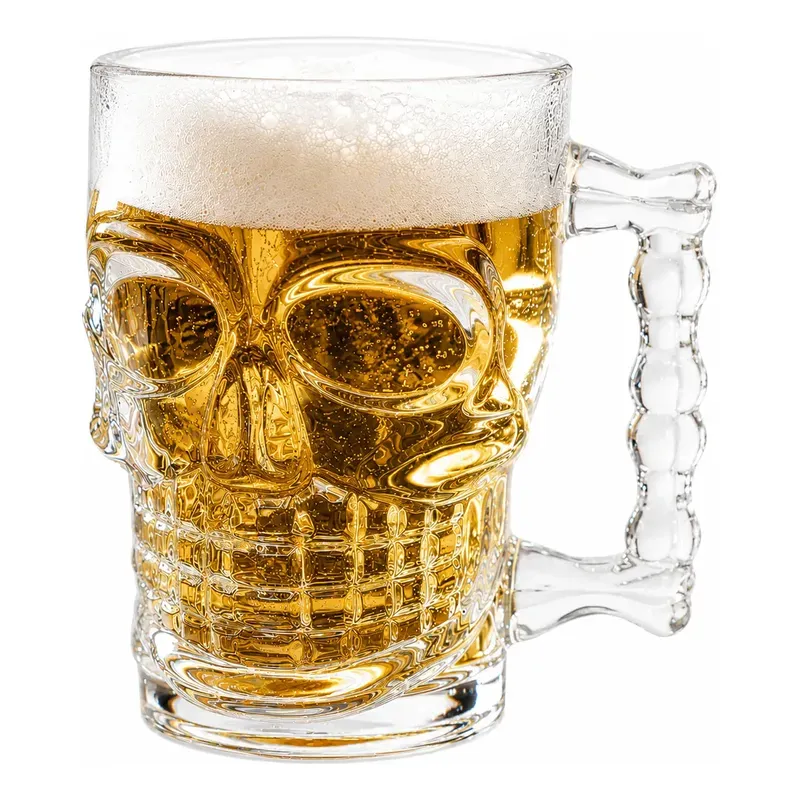Vaso Cervecero Calavera 500ml Pack X4 Unidades Vidrio Resistente