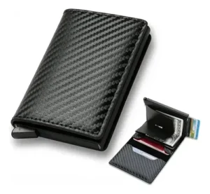 Billetera Tarjetero Aluminio RFID Anticlonación Cuero Premium