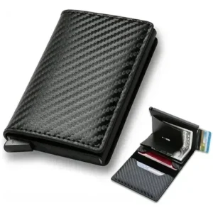 Billetera Tarjetero Aluminio RFID Anticlonación Cuero Premium