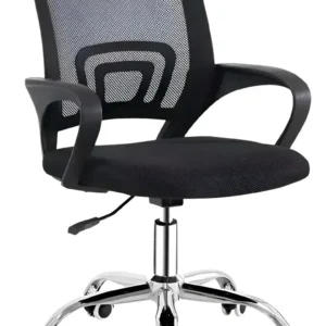 Silla Ergonómica De Oficina Giratoria Regulable Con Ruedas Negra