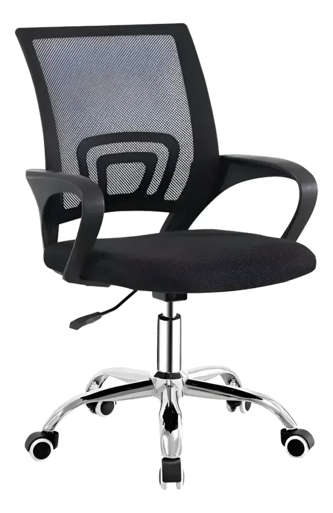 Silla Ergonómica De Oficina Giratoria Regulable Con Ruedas Negra
